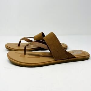 Sorel Tan Leather Slip-On Thong Sandals 9.5 LL6037-242